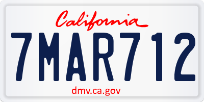 CA license plate 7MAR712