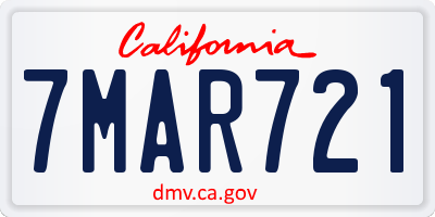 CA license plate 7MAR721