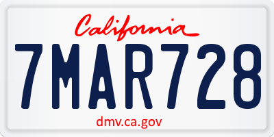 CA license plate 7MAR728