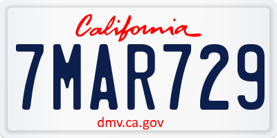 CA license plate 7MAR729