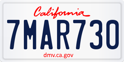 CA license plate 7MAR730
