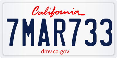 CA license plate 7MAR733
