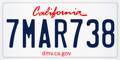 CA license plate 7MAR738