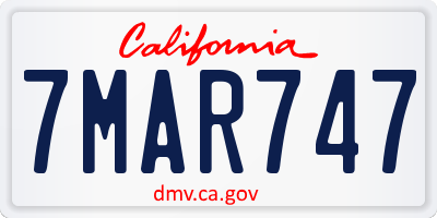 CA license plate 7MAR747