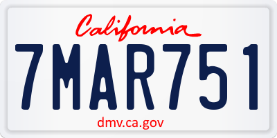 CA license plate 7MAR751