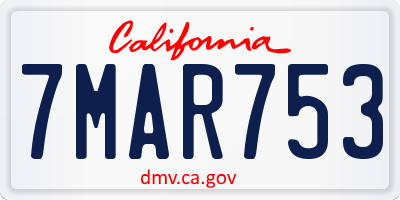 CA license plate 7MAR753