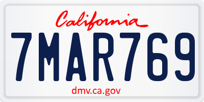 CA license plate 7MAR769