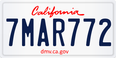 CA license plate 7MAR772