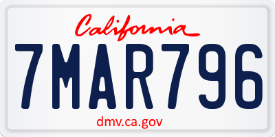 CA license plate 7MAR796