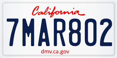 CA license plate 7MAR802