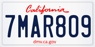 CA license plate 7MAR809