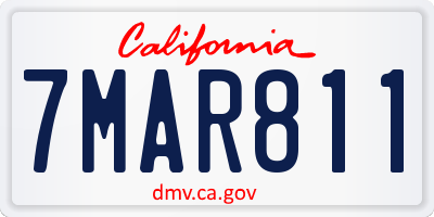 CA license plate 7MAR811