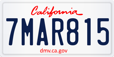 CA license plate 7MAR815