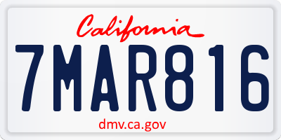 CA license plate 7MAR816