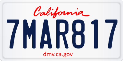 CA license plate 7MAR817