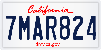 CA license plate 7MAR824