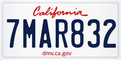 CA license plate 7MAR832