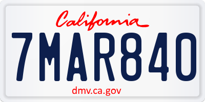 CA license plate 7MAR840