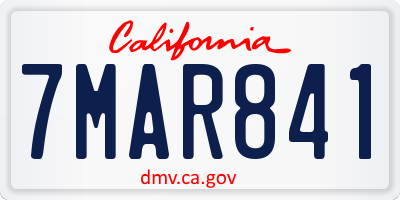 CA license plate 7MAR841