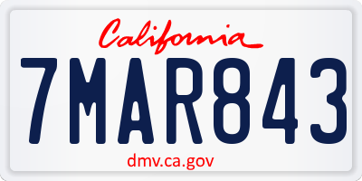 CA license plate 7MAR843