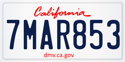 CA license plate 7MAR853