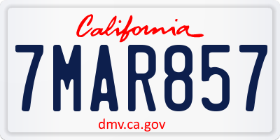 CA license plate 7MAR857