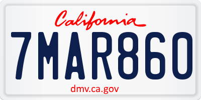 CA license plate 7MAR860