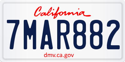 CA license plate 7MAR882