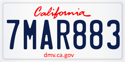 CA license plate 7MAR883