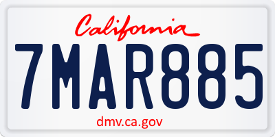 CA license plate 7MAR885