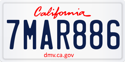 CA license plate 7MAR886