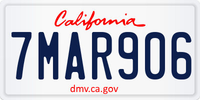 CA license plate 7MAR906