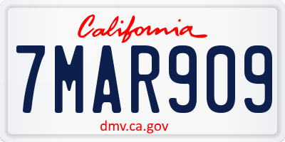 CA license plate 7MAR909