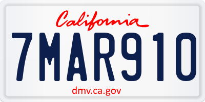 CA license plate 7MAR910