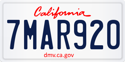 CA license plate 7MAR920