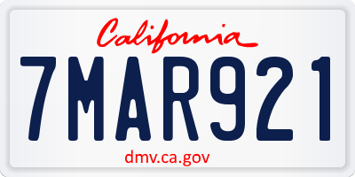 CA license plate 7MAR921