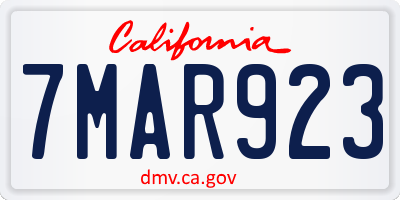 CA license plate 7MAR923