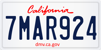 CA license plate 7MAR924