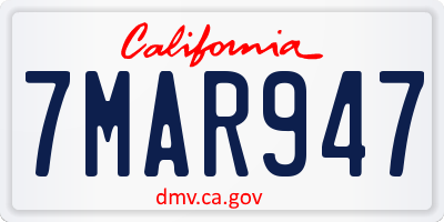 CA license plate 7MAR947