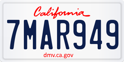 CA license plate 7MAR949