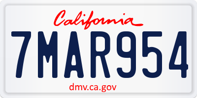 CA license plate 7MAR954