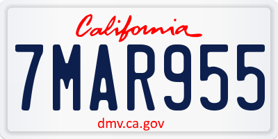 CA license plate 7MAR955