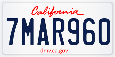 CA license plate 7MAR960