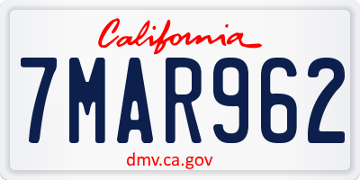 CA license plate 7MAR962