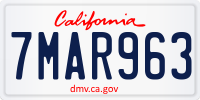 CA license plate 7MAR963