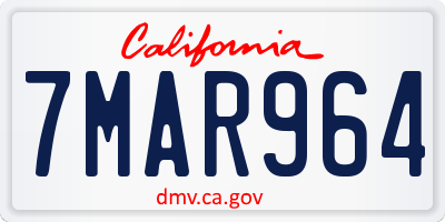 CA license plate 7MAR964