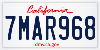 CA license plate 7MAR968