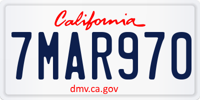 CA license plate 7MAR970