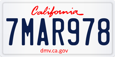 CA license plate 7MAR978