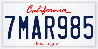 CA license plate 7MAR985